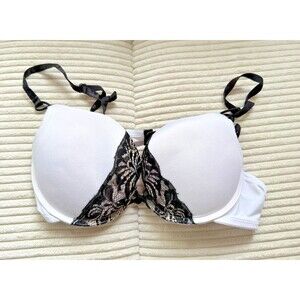 Larea Padded Push Up Bra Women's Size 36C White Black Lace Sexy Sweet